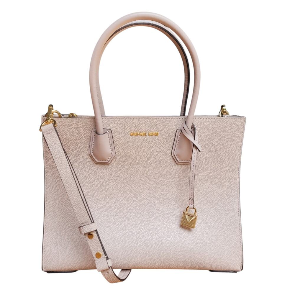 Michael Kors Blush Pink Pebbled Leather Satchel Tote Bag w/ Strap